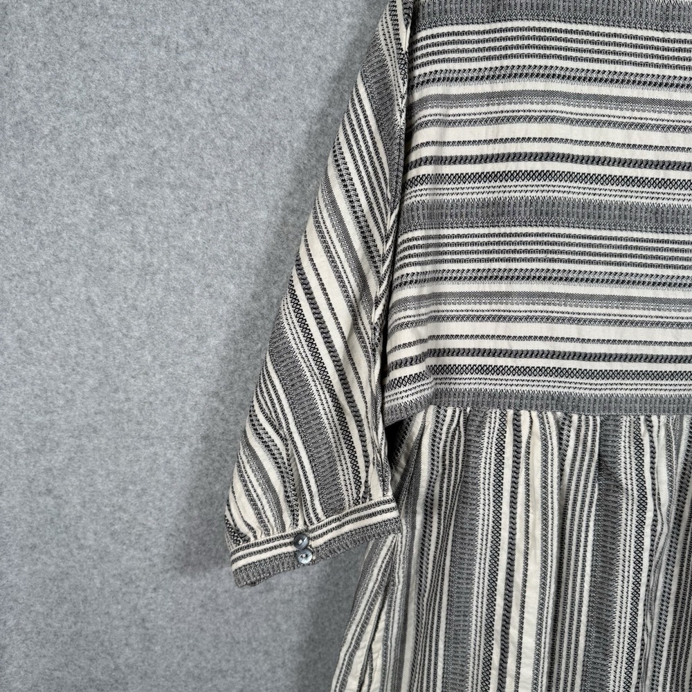 Garnet hill dress womens 8 gray striped boat neck long sleeve cotton - Picture 2 of 8